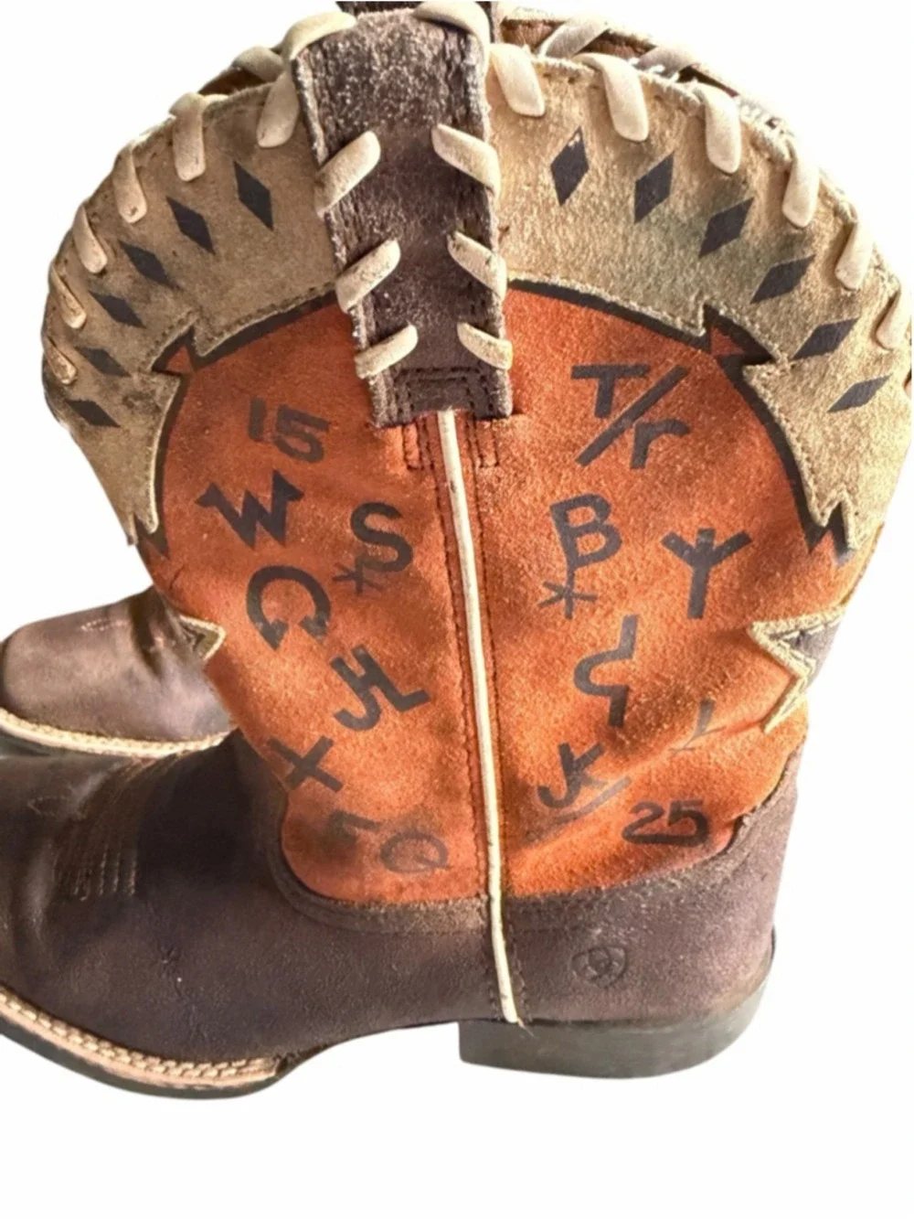 Ariat Kids Heritage Roughstock Western Cowboy Boots Brown Orange Size US 3 EU 34